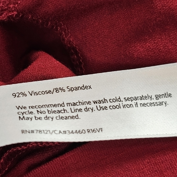 Eileen Fisher Viscose Jersey Stretch Knit Red Lagenlook Midi Dress in Small - Picture 8 of 8